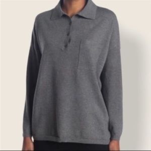 RDI Grey Oversized Polo Spread Collar Sweater NWT Size Large